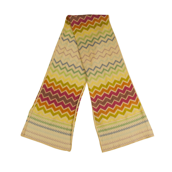 Missoni Pink Yellow Blue Lollipop Zig Zag Signature Viscose Knit Scarf Shawl