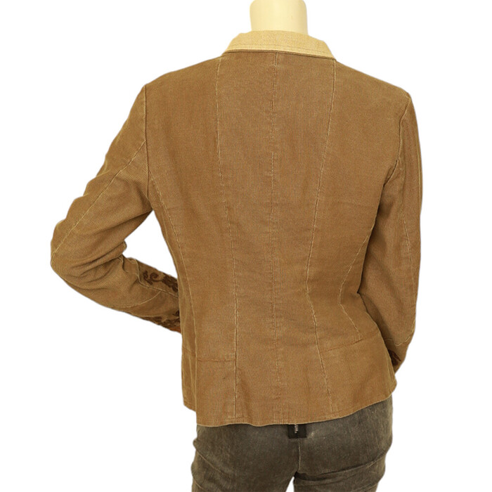 Dries Van Noten Brown Cotton Embroidered Button Closure Fitted Jacket size 40