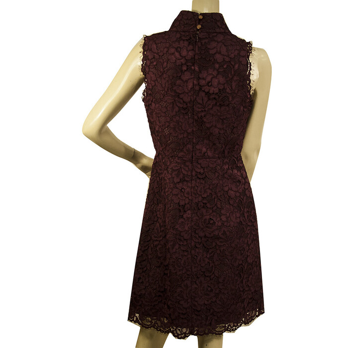 Ted Baker Burgundy Lace Sleeveless High Neck Knee Length Dress size 2