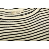 Stella McCartney Black White Stripes Cashmere Knit Boat Neck Sweater Top size 44