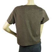 Philosophy Gray Faux Suede Round Neckline T-Shirt Top Size S