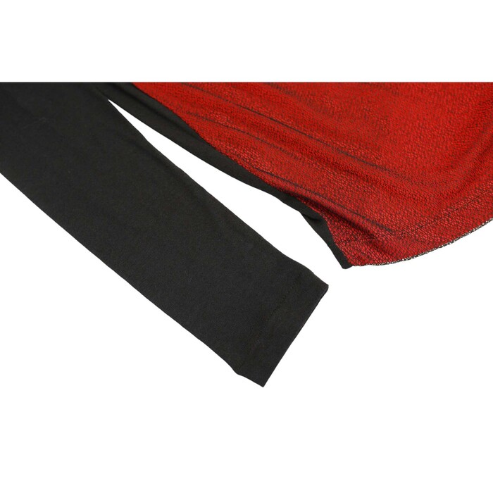 Maria Calderara Red & Black Long Draped Wool Viscose Knit Sweater Top size 2