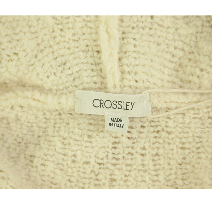 Crossley Ivory 100% Wool Knit Long One Button Cardigan Hooded Jacket size L