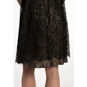 NINA RICCI evening midi black lace over taupe silk cocktail dress