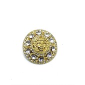 Versace Vintage Medusa Head Shank Dome Button with 3ple Clear Crystal Beads Trim