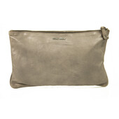 Miu Miu gray distressed leather medium sized clutch bag with gunmetal hardware