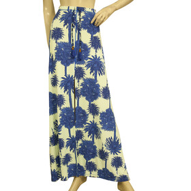 Maaji Blue Palm Trees Tropical Summer Maxi Long Skirt size M