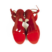 Christian Louboutin Louloudance Red Suede Platform Red Sole Sandal Heels 37,5eu