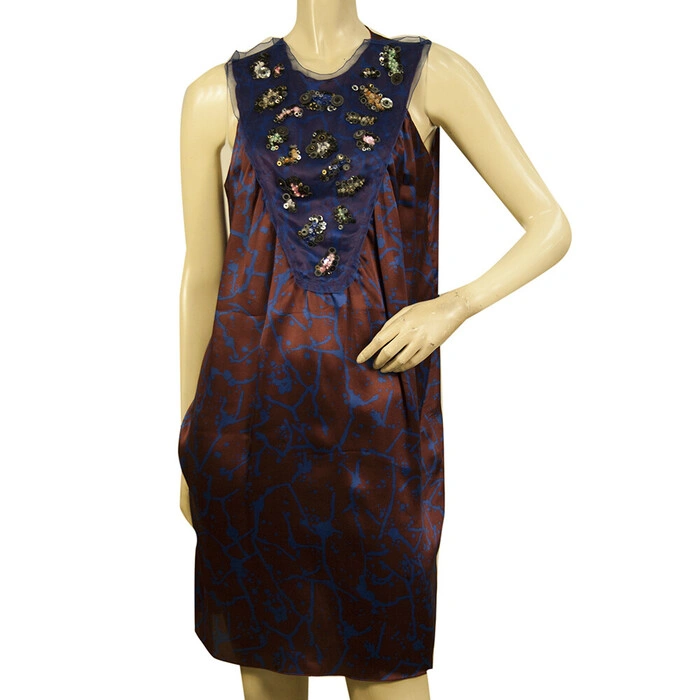 M Missoni Brown & Blue Sequined 100% Silk Sleeveless Knee dress IT size 44  - Swap Shop