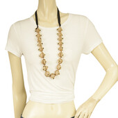 Prada Silk Ribbon & Embellished Covered Beads Strand Necklace