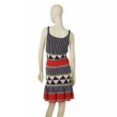 DSquared2 D2 Blue Red White Cotton Knit Sleeveless Mini Ruffled Dress size M