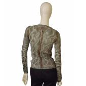 Just Cavalli Blue & Brown Zebra Pattern Fitted Long Sleeve top size 44