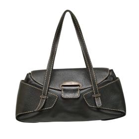 Tod&#039;s Black Leather Contrast stitching Flap Top Satchel Shoulder bag Handbag