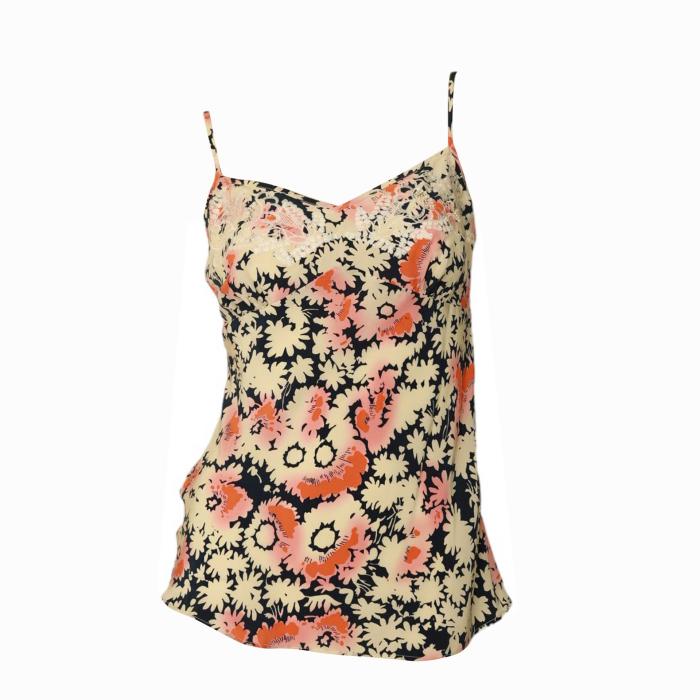 Paul & Joe Floral 100% Silk Multicolor Cami Top Sleeveless Blouse size 2