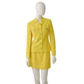 Versace Jeans Couture Yellow Medusa Head Jacket Mini Skirt Set Suit Size 26/ 40