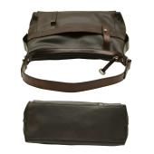 Lancel Black & Dark Brown Leather Hobo Shoulder Bag Handbag