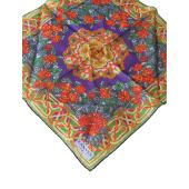 Lanvin Multicolor Flowers Square Floral Scarf Small Foulard