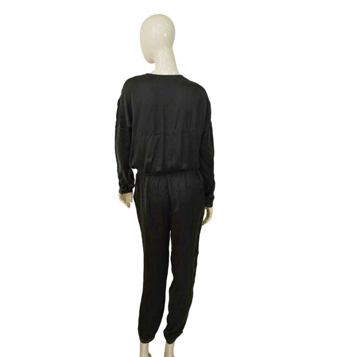 American Vintage Black Soft Cupro Fabric Long Sleeve Overall Jumpsuit size S