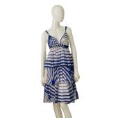 Jean Paul Gaultier Soleil Blue Striped Sleeveless Layered Spaghetti Dress size M