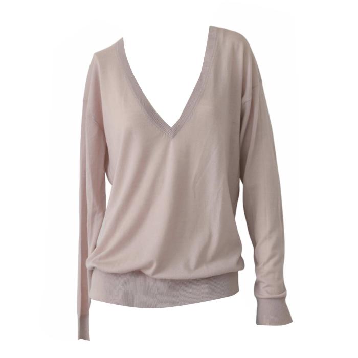 Raey Dusty Pink Long Sleeves v Neckline Merino wool Sweater Blouse Top size S