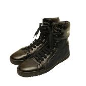 Dsquared2 Men's Black Patent Leather Blue Canvas High Top Lace Up size 43 Shoes