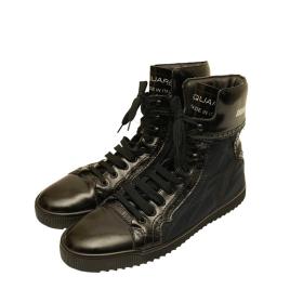 Dsquared2 Men&#039;s Black Patent Leather Blue Canvas High Top Lace Up size 43 Shoes