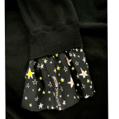 Moschino Boutique Black Wool Knit Silk Trim w. Stars Mini Length Dress Size 46