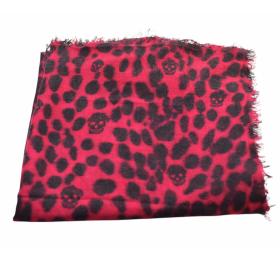 Alexander McQueen Fuchsia &amp; Black Skulls Print Large Silk Scarf Wrap