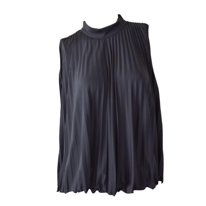 Pennyblack Penny Blue Pleated Sleeveless Blouse Top Size M