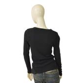 Crossley Black 100% Cotton Ribbed Long Sleeve T-shirt Top size L