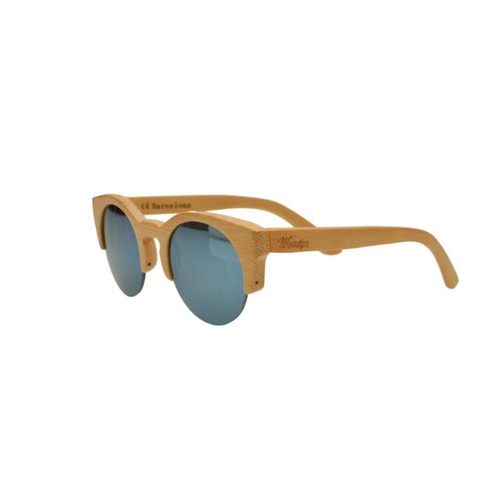 Woodys Barcelona Hiroto 0,33 Wooden Beige Round Sunglasses