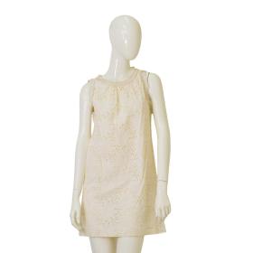 Milly of New York Cotton Broderie Cream Sleeveless Summer Mini Dress - Size 6