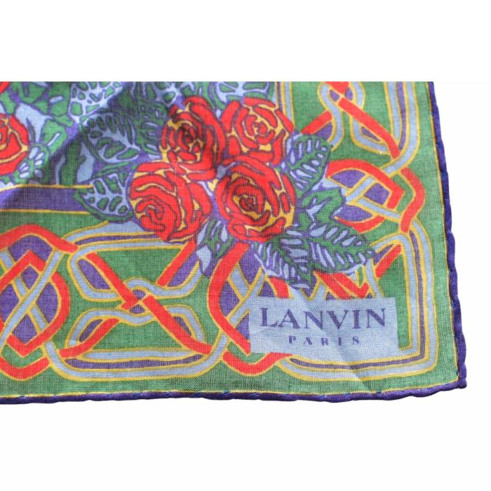 Lanvin Multicolor Flowers Square Floral Scarf Small Foulard