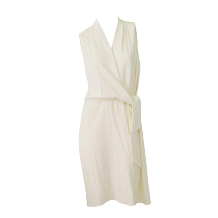 Elie Tahari Cream Wrap Upper Sleeveless Knee Length Cocktail Dress