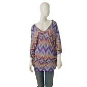 Melissa Odabash Multicolor Geometric Modal Tunic Blouse Top - size S