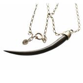 Chloe Black Color Long Horn Pendant & Silver Tone Chain Necklace