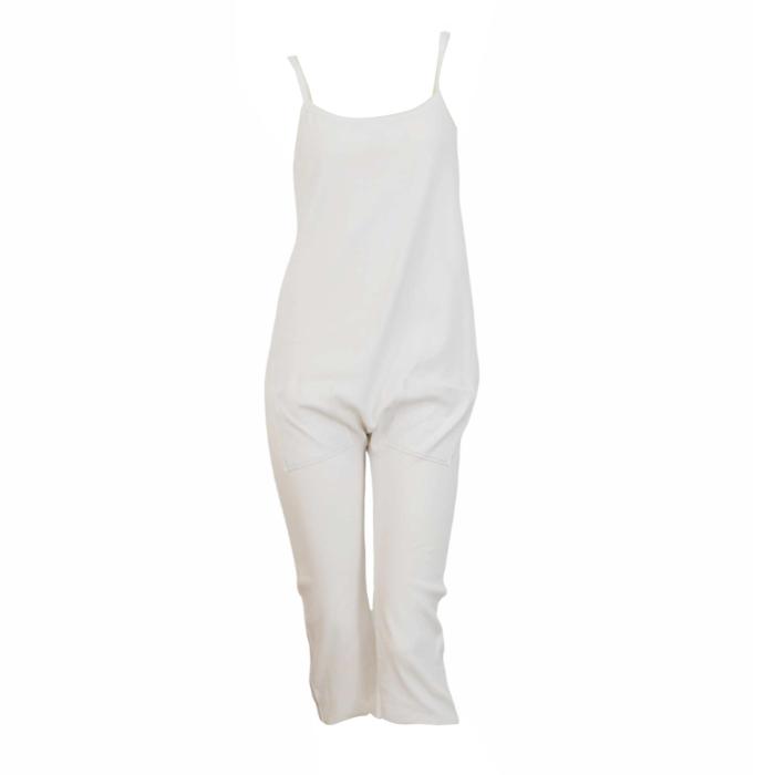 Four Minds White Cotton Spaghetti Straps Cropped Jumpsuit Playsuit size S /M