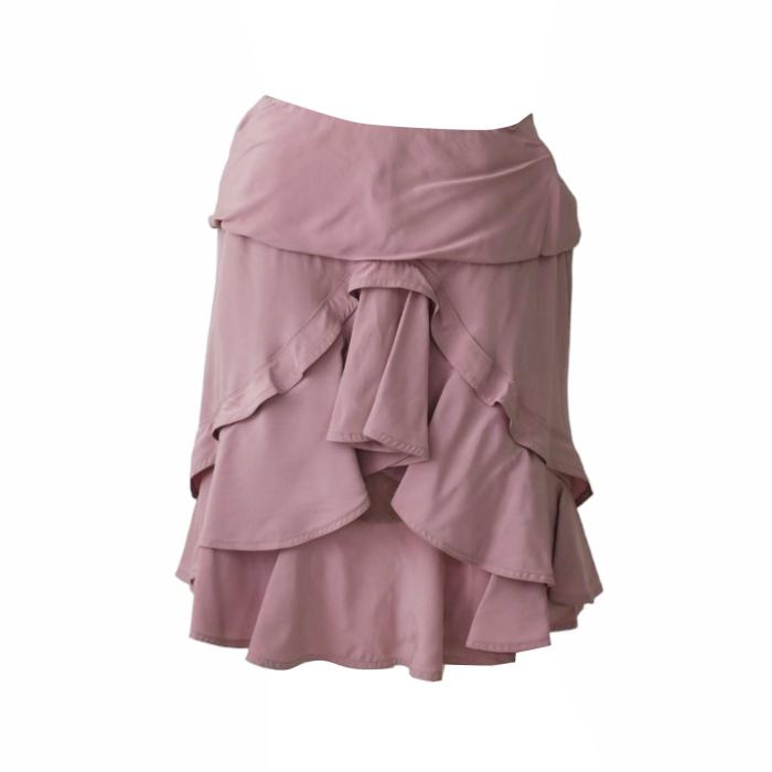 Yves Saint Laurent Dusty Pink 100% Silk Above Knee Length Layered Skirt XS