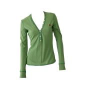 DSquared2 D2 Green Woman's Long Sleeve T-shirt Buttons Top Size M