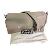 Karl Lagerfeld K /Seven 2.0 Gray Leather Silver Chain Shoulder Bag Handbag