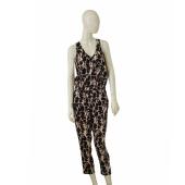 Thakoon Addition Black & Pink Print Sleeveless Silk Jumpsuit Overall size 2