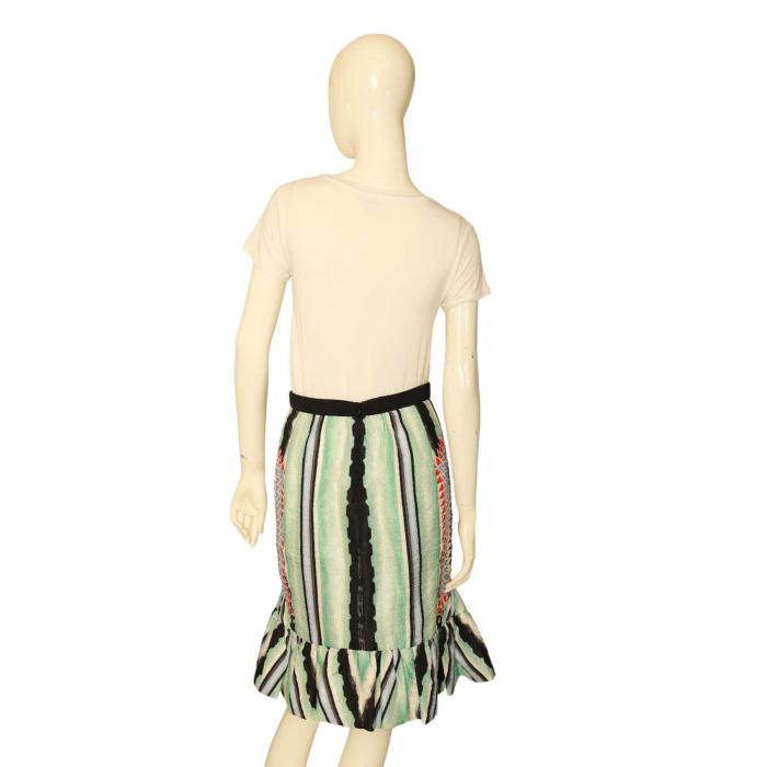 Peter Pilotto Silky Multicolor Flare Ruffled Hemline Length Skirt Size 42