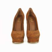 Yves Saint Laurent YSL Tribute TRIBTOO Brown Suede Round toe Platform Heels Pumps 40