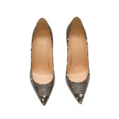 Christian Louboutin Simple Watersnake Patchwork Decollete Pumps Black/White 40.5