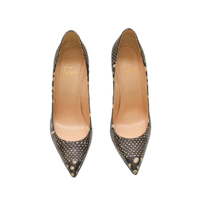 Christian Louboutin Simple Watersnake Patchwork Decollete Pumps Black/White 40.5