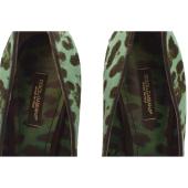 Dolce & Gabbana Green Leopard Print Calf Hair Almond Toe Pumps Heels Shoes 37.5