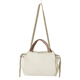 Callista Crafts white leather Top Handle braided Flap Top handbag Shoulder Bag