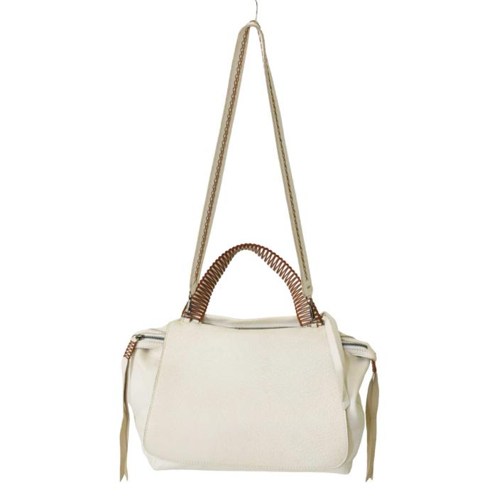 Callista Crafts white leather Top Handle braided Flap Top handbag Shoulder Bag