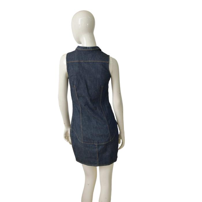 DSquared2 D2 Blue Denim Button Front & Zipper Sleeveless Mini Dress size 42