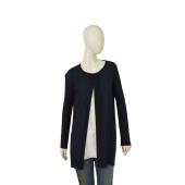 Maria Calderara Black & White Long Wool Viscose Knit Sweater Top size 4